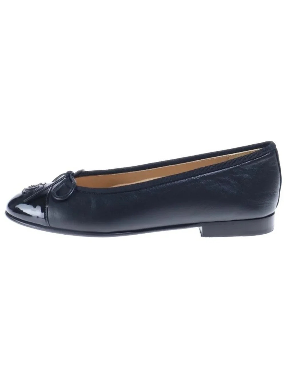 Chanel CC Logo Leather Flat Shoes Pumps Black